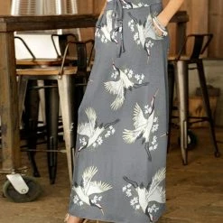 Cheapest ✔️ Bon Apple Tea Gray & White Floral Bird Maxi 👗 Skirt - 👩 Women 💯