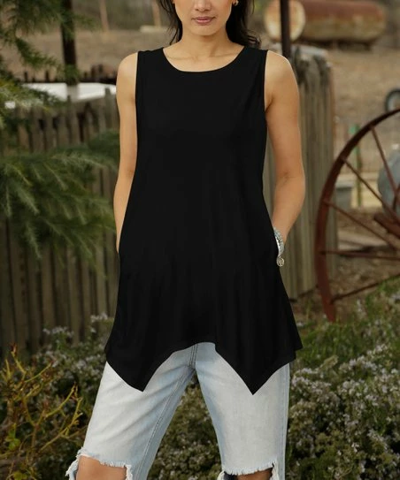 Outlet βοΈ Bon Apple Tea Black Sleeveless Handkerchief Tunic - Plus π 1 Outlet βοΈ Bon Apple Tea Black Sleeveless Handkerchief Tunic - Plus π