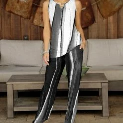 Deals ✨ Bon Apple Tea Gry Blk Keyhole Cutout Sleeveless Top & Lounge Pants - Plus 👍