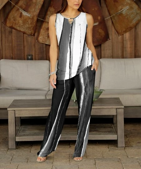 Deals β¨ Bon Apple Tea Gry Blk Keyhole Cutout Sleeveless Top & Lounge Pants - Plus π 1 Deals β¨ Bon Apple Tea Gry Blk Keyhole Cutout Sleeveless Top & Lounge Pants - Plus π