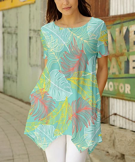 Best reviews of π€© Bon Apple Tea Turquoise & Yellow Foliage Pocket Handkerchief Tunic - π© Women β¨ 1 Best reviews of π€© Bon Apple Tea Turquoise & Yellow Foliage Pocket Handkerchief Tunic - π© Women β¨