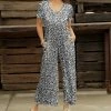 Outlet ❤️ Bon Apple Tea Gray & Black Leopard Pocket Empire-Waist Wide-Leg Jumpsuit - 👩 Women & Plus 😀