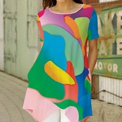 Best deal 🎁 Bon Apple Tea Green & Pink Abstract Pocket Handkerchief Tunic - Plus 👏
