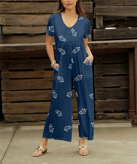 Promo β Bon Apple Tea Blue & White Floral Empire-Waist Wide-Leg Jumpsuit - π© Women π 1 Promo β Bon Apple Tea Blue & White Floral Empire-Waist Wide-Leg Jumpsuit - π© Women π