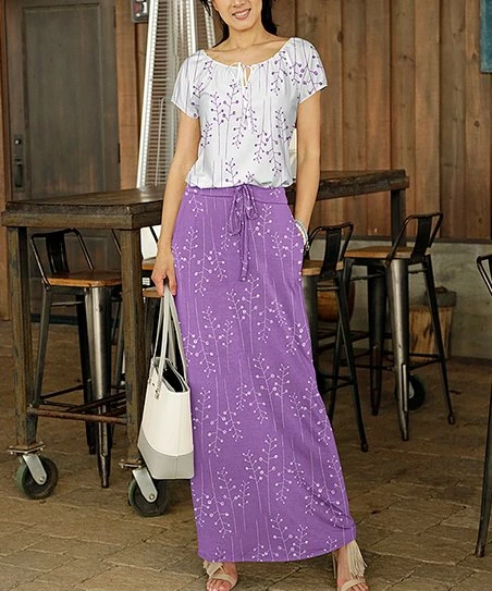 Deals π Bon Apple Tea White & Lilac Botanical Peasant Top & Drawstring Pocket Maxi π Skirt - Plus β 1 Deals π Bon Apple Tea White & Lilac Botanical Peasant Top & Drawstring Pocket Maxi π Skirt - Plus β