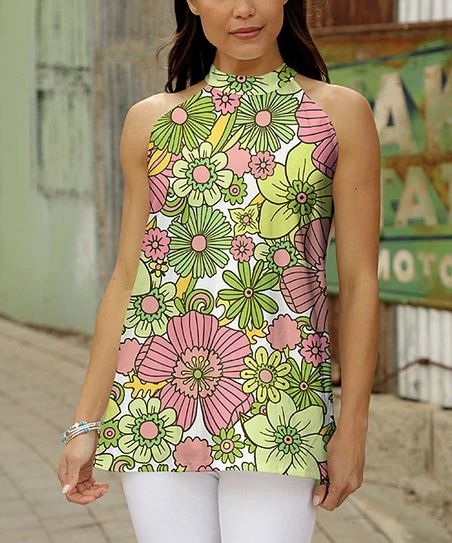 Coupon π Bon Apple Tea Green & Pink Floral Halter Top - Plus π 1 Coupon π Bon Apple Tea Green & Pink Floral Halter Top - Plus π