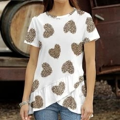 Best reviews of 👏 Bon Apple Tea Beige & White Leopard Hearts Ruffled Tulip-Hem Tunic - Plus 🛒