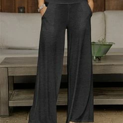 Deals 🌟 Bon Apple Tea Dark Gray Pocket Wide-Leg Pants - 👩 Women & Plus 🎉
