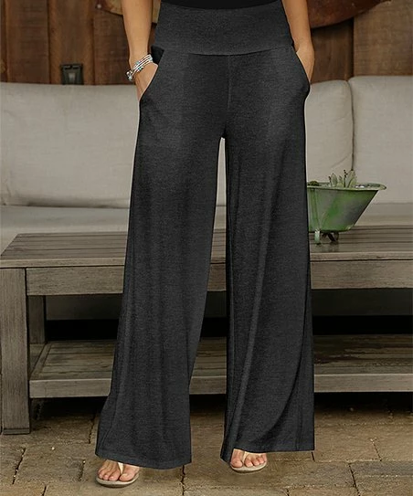 Deals π Bon Apple Tea Dark Gray Pocket Wide-Leg Pants - π© Women & Plus π 1 Deals π Bon Apple Tea Dark Gray Pocket Wide-Leg Pants - π© Women & Plus π