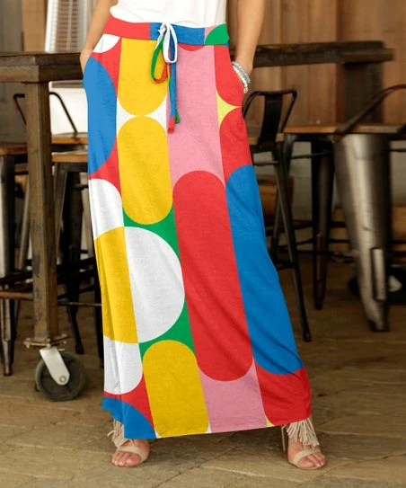 Hot Sale π― Bon Apple Tea Red & Yellow Abstract Drawstring Pocket Maxi π Skirt - π© Women π 1 Hot Sale π― Bon Apple Tea Red & Yellow Abstract Drawstring Pocket Maxi π Skirt - π© Women π