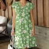 Promo 🎉 Bon Apple Tea Green & White Floral Tiered Short-Sleeve Shift 👗 Dress - Plus 🧨