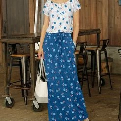 Best reviews of 🧨 Bon Apple Tea White Floral Peasant Top & Blue Floral Drawstring Pocket Maxi 👗 Skirt - 👩 Women 😉