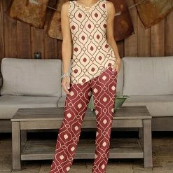 Deals 🔔 Bon Apple Tea Beige Geometric Keyhole Tank & Clay Pocket Pants - 👩 Women & Plus 🤩