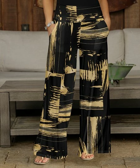 Cheapest π Bon Apple Tea Black & Beige Abstract Pocket Wide-Leg Pants - π© Women & Plus βοΈ 1 Cheapest π Bon Apple Tea Black & Beige Abstract Pocket Wide-Leg Pants - π© Women & Plus βοΈ