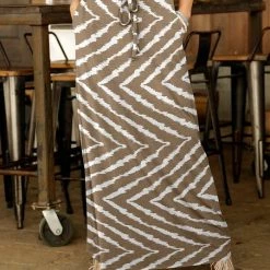 Coupon ❤️ Bon Apple Tea Mauve & White Zigzag Tie-Waist Maxi 👗 Skirt - 👩 Women 🧨