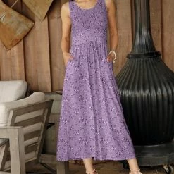 Hot Sale 😉 Bon Apple Tea Purple & Magenta Floral Sleeveless Pocket Maxi 👗 Dress - Plus ✨