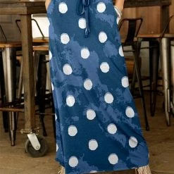 Hot Sale 🎉 Bon Apple Tea Blue & White Polka Dot Drawstring Pocket Maxi 👗 Skirt - Plus 😉