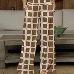 Cheapest 🎉 Bon Apple Tea Brown & Cream Square Pocket Wide-Leg Pants - 👩 Women 🧨