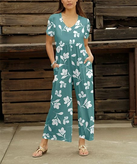Top 10 π Bon Apple Tea Mint & White Floral Pocket Empire-Waist Wide-Leg Jumpsuit - Plus π₯° 1 Top 10 π Bon Apple Tea Mint & White Floral Pocket Empire-Waist Wide-Leg Jumpsuit - Plus π₯°