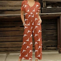 Top 10 👍 Bon Apple Tea Orange & White Bat Pocket Wide-Leg V-Neck Jumpsuit - 👩 Women 😉
