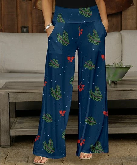 Deals β¨ Bon Apple Tea Navy & Green Leaves Pocket Wide-Leg Pants - Plus π 1 Deals β¨ Bon Apple Tea Navy & Green Leaves Pocket Wide-Leg Pants - Plus π
