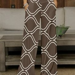 Brand new 💯 Bon Apple Tea Brown & Cream Lattice Pocket Wide-Leg Pants - Plus 🔥