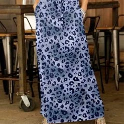 Cheap 🎁 Bon Apple Tea Navy Leopard Pocket Drawstring Maxi 👗 Skirt - Plus ❤️