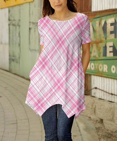 Deals π Bon Apple Tea Pink & White Plaid Pocket Handkerchief Tunic - Plus β 1 Deals π Bon Apple Tea Pink & White Plaid Pocket Handkerchief Tunic - Plus β