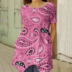 Cheap 🛒 Bon Apple Tea Pink & White Paisley Handkerchief Tunic - 👩 Women & Plus 💯