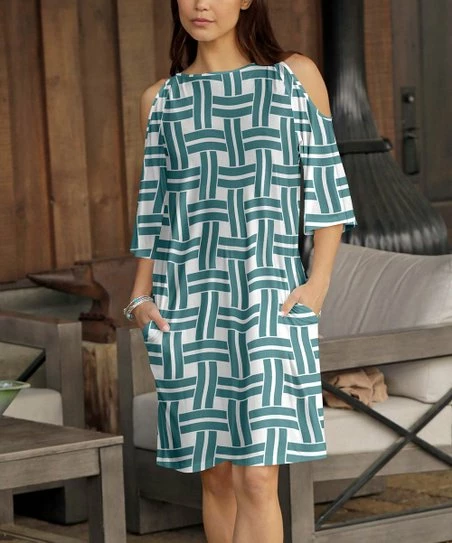 Cheapest π₯ Bon Apple Tea Pine & White Geometric Cutout Shift π Dress - Plus π 1 Cheapest π₯ Bon Apple Tea Pine & White Geometric Cutout Shift π Dress - Plus π