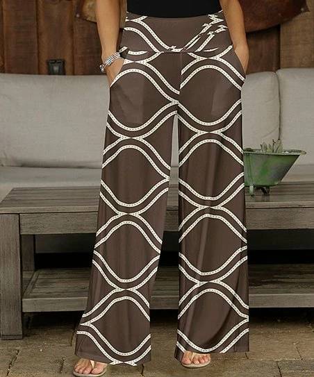 Buy βοΈ Bon Apple Tea Brown & White Abstract Wide-Leg Pants - π© Women π 1 Buy βοΈ Bon Apple Tea Brown & White Abstract Wide-Leg Pants - π© Women π