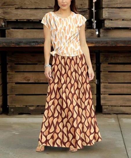Coupon π Bon Apple Tea White Abstract Crewneck Top & Brown Maxi π Skirt - Plus π 1 Coupon π Bon Apple Tea White Abstract Crewneck Top & Brown Maxi π Skirt - Plus π