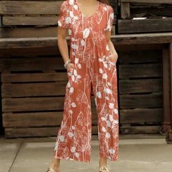 Best reviews of 😍 Bon Apple Tea Orange & White Floral Empire-Waist Wide-Leg Jumpsuit - Plus 😉