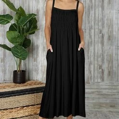Cheapest 😍 Bon Apple Tea Black Sleeveless Maxi 👗 Dress - 👩 Women 😀
