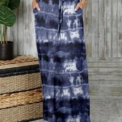 Best reviews of 🤩 Bon Apple Tea Navy & Cream Tie-Dye Drawstring Maxi 👗 Skirt - 👩 Women 🌟