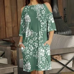 New 👏 Bon Apple Tea Green & White Floral Cutout Half-Sleeve Shift 👗 Dress - Plus 🔥