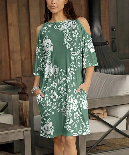 New π Bon Apple Tea Green & White Floral Cutout Half-Sleeve Shift π Dress - Plus π₯ 1 New π Bon Apple Tea Green & White Floral Cutout Half-Sleeve Shift π Dress - Plus π₯