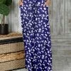 New 💯 Bon Apple Tea Blue & White Floral Drawstring Pocket Maxi 👗 Skirt - Plus 👏
