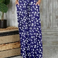 New 💯 Bon Apple Tea Blue & White Floral Drawstring Pocket Maxi 👗 Skirt - Plus 👏