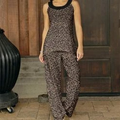 Best deal 😀 Bon Apple Tea Brown & Black Leopard Yoke Tank & Palazzo Pants - 👩 Women & Plus 🎁