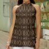 Best Pirce 🥰 Bon Apple Tea Brown & Beige Geometric Halter-Neck Top - 👩 Women 🌟