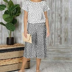 Best reviews of 😉 Bon Apple Tea White & Gray Leopard Gathered-Neck Top & Gaucho Pants - 👩 Women 🥰