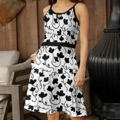 Cheapest 🤩 Bon Apple Tea White & Black Botanical Keyhole A-Line 👗 Dress - 👩 Women & Plus ❤️