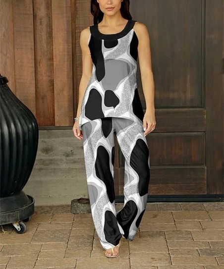 Coupon β€οΈ Bon Apple Tea Gray & Black Abstract Yoke Tank & Palazzo Pants - π© Women & Plus 𧨠1 Coupon β€οΈ Bon Apple Tea Gray & Black Abstract Yoke Tank & Palazzo Pants - π© Women & Plus π§¨