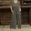 Brand new 👍 Bon Apple Tea Gray & Black Leopard Pocket Wide-Leg Jumpsuit - 👩 Women 🎉