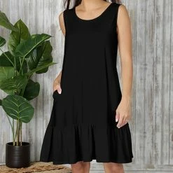 Best deal 🎉 Bon Apple Tea Black Pocket Sleeveless 👗 Dress - 👩 Women 🧨