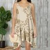 Buy 🌟 Bon Apple Tea Beige & Taupe Foliage Hi-Low 👗 Dress - 👩 Women ⭐