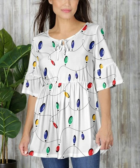 Best Pirce π€© Bon Apple Tea White & Red String Lights Ruffle-Sleeve Tunic - Plus π 1 Best Pirce π€© Bon Apple Tea White & Red String Lights Ruffle-Sleeve Tunic - Plus π