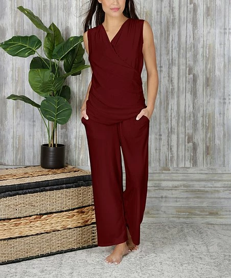 Best reviews of π Bon Apple Tea Burgundy Sleeveless Surplice Top & Pocket Pants - π© Women & Plus π₯° 1 Best reviews of π Bon Apple Tea Burgundy Sleeveless Surplice Top & Pocket Pants - π© Women & Plus π₯°