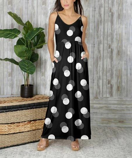 Brand new π Bon Apple Tea Black & White Polka Dot Sleeveless Maxi π Dress - π© Women β€οΈ